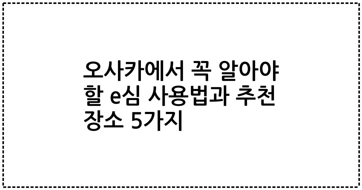 오사카에서 꼭 알아야 할 e심 사용법과 추천 장소 5가지