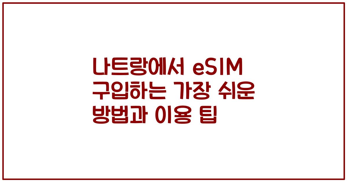 나트랑에서 eSIM 구입하는 가장 쉬운 방법과 이용 팁