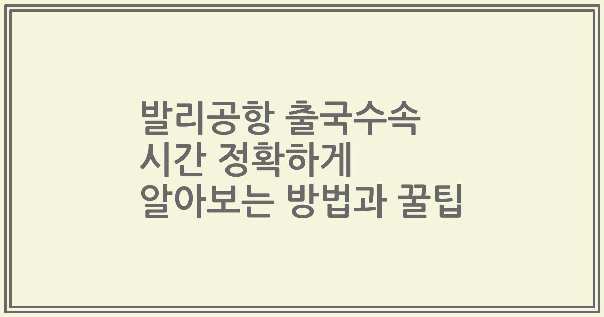 발리공항 출국수속 시간 정확하게 알아보는 방법과 꿀팁
