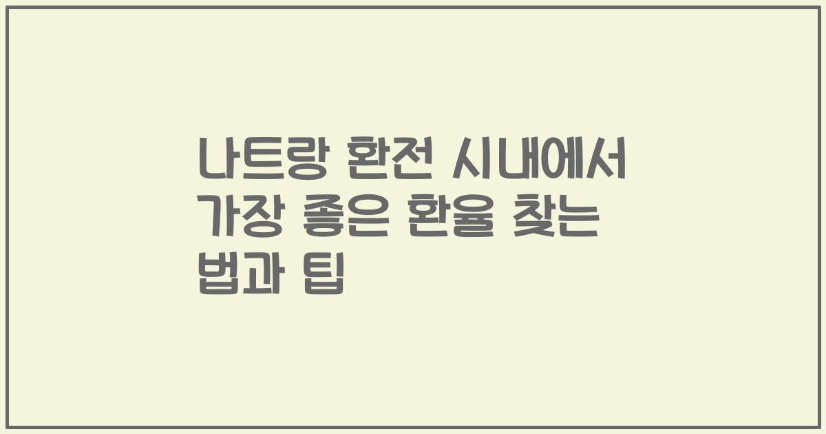 나트랑 환전 시내에서 가장 좋은 환율 찾는 법과 팁
