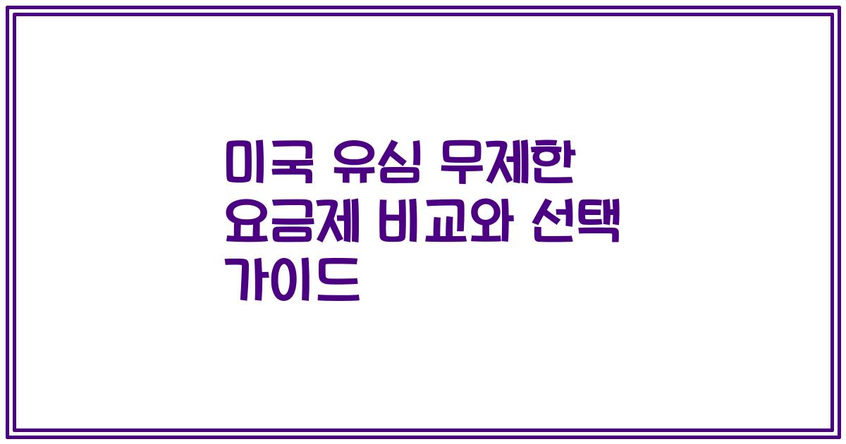 미국 유심 무제한 요금제 비교와 선택 가이드
