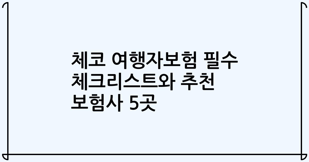 체코 여행자보험 필수 체크리스트와 추천 보험사 5곳
